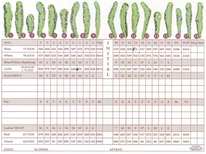 Scorecard Beacon Ridge Golf & Country Club